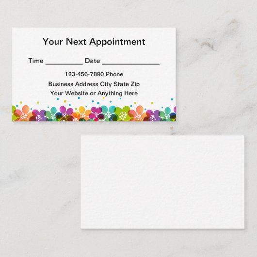 Simple Colorful Appointment Reminder Business Card Afsprakenkaartje (Voorkant / Achterkant)