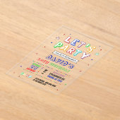 Simple Colorful Birthday Acryl Uitnodigingen (Laagn)