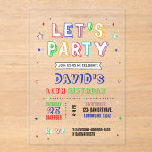 Simple Colorful Birthday Acryl Uitnodigingen (Voorkant)