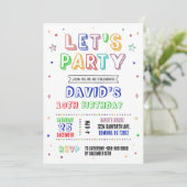Simple Colorful Birthday Invitation Kaart (Staand voorkant)