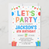 Simple Colorful Birthday Party Invitation Kaart (Voorkant)