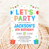 Simple Colorful Birthday Party Invitation Kaart