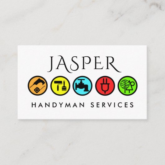 Simple Colorful Handyman Icons Visitekaartje (Voorkant)