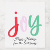 Simple colorful holiday Joy Wijn Etiket (Enkel label)
