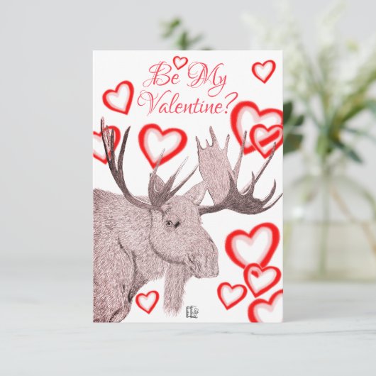 Simple Colorful Moose Text Valentijnsdag Kaart (Staand voorkant)
