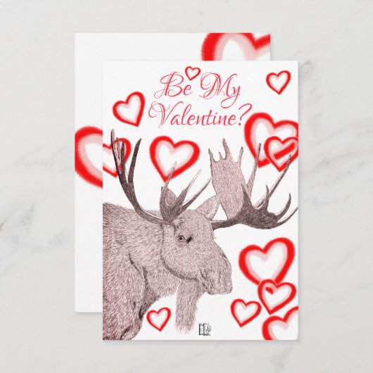 Simple Colorful Moose Text Valentijnsdag Kaart (Voorkant / Achterkant)
