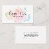 Simple Colorful Pastel Waterverf Splash MUA Visitekaartje (Voorkant / Achterkant)