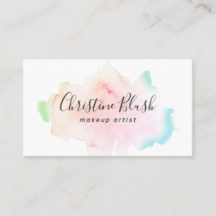 Simple Colorful Pastel Waterverf Splash MUA Visitekaartje