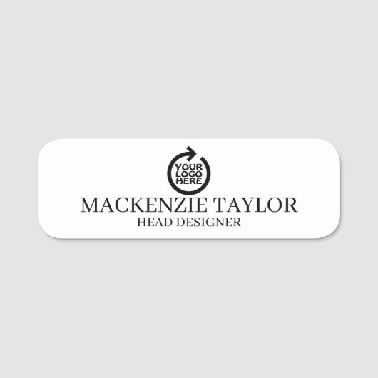 Simple Company Employee Personalized Logo Naamplaatje (Voorkant)