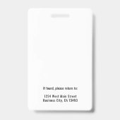 Simple Company Logo Employee ID Badge (Achterkant)