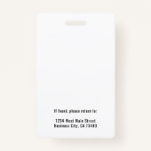 Simple Company Logo Employee ID Badge (Achterkant)