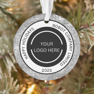 Simple Company Logo en naam Silver Ornament