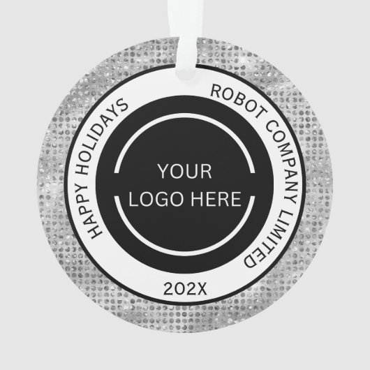 Simple Company Logo en naam Silver Ornament (achterkant)