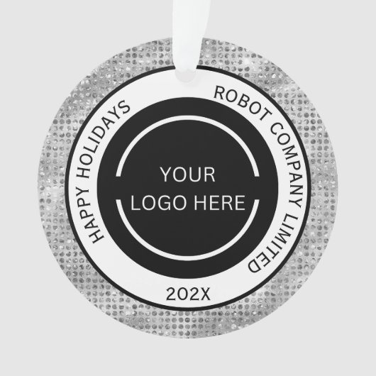 Simple Company Logo en naam Silver Ornament (voorkant)