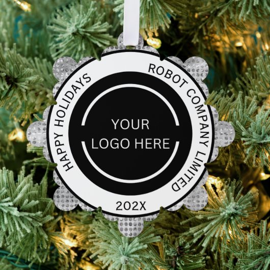 Simple Company Logo en naam Silver Ornament Kaart (Insitu (Drie))