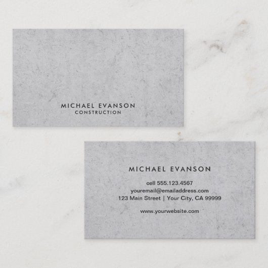 Simple Concrete Look Construction Professional Visitekaartje (Voorkant / Achterkant)