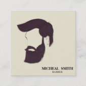 Simple Cool Retro Barber Monogram Scissors Vierkante Visitekaartje (Voorkant)