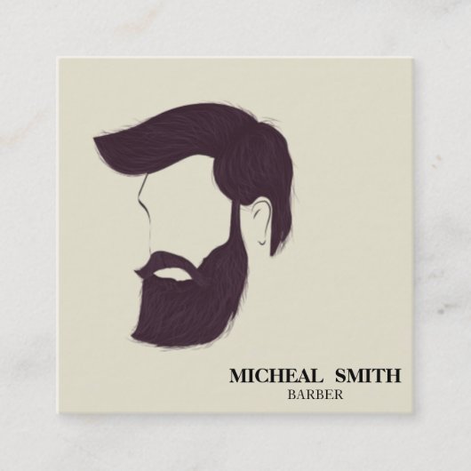 Simple Cool Retro Barber Monogram Scissors Vierkante Visitekaartje (Voorkant)