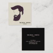 Simple Cool Retro Barber Monogram Scissors Vierkante Visitekaartje (Voorkant / Achterkant)