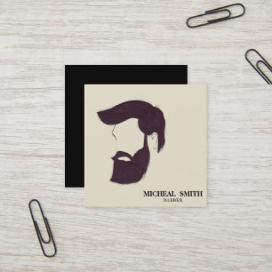 Simple Cool Retro Barber Monogram Scissors Vierkante Visitekaartje