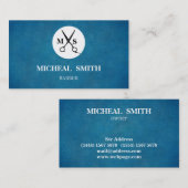 Simple Cool Retro Barber Monogram Scissors Visitekaartje (Voorkant / Achterkant)