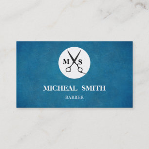 Simple Cool Retro  Barber Monogram Scissors Visitekaartje
