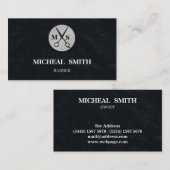 Simple Cool Retro Barber Monogram Scissors Visitekaartje (Voorkant / Achterkant)