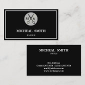 Simple Cool Retro Barber Monogram Scissors Visitekaartje (Voorkant / Achterkant)