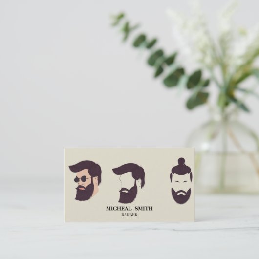 Simple Cool Retro  Barber Monogram Scissors Visitekaartje (Staand voorkant)