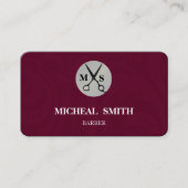 Simple Cool Retro Barber Monogram Scissors Visitekaartje (Voorkant)