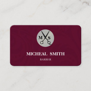 Simple Cool Retro  Barber Monogram Scissors Visitekaartje