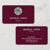 Simple Cool Retro Barber Monogram Scissors Visitekaartje (Voorkant / Achterkant)