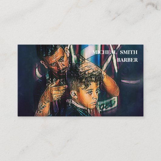 Simple Cool Retro  Barber Monogram Scissors Visitekaartje (Voorkant)