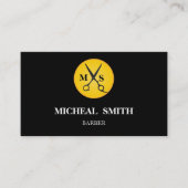 Simple Cool Retro Barber Monogram Scissors Visitekaartje (Voorkant)