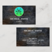 Simple Cool Retro Barber Monogram Scissors Visitekaartje (Voorkant / Achterkant)