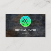 Simple Cool Retro Barber Monogram Scissors Visitekaartje (Voorkant)