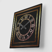 Simple Copper Lijst Black Wall Clock 2 Vierkante Klok (Hoek)