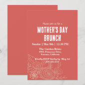 Simple Coral Floral Moederdag Brunch Kaart (Voorkant / Achterkant)