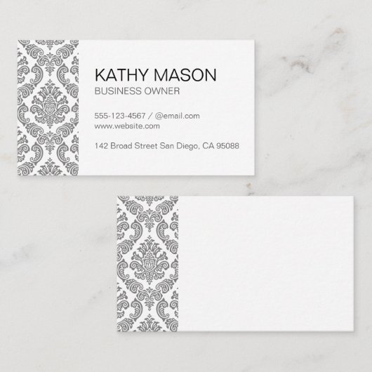 Simple Corporate Damask-patroon Visitekaartje (Voorkant / Achterkant)