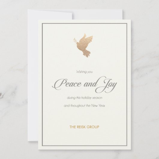 Simple Corporate Gold Dove Holiday Card Feestdagenkaart (Voorkant)