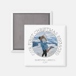 SImple Couple Photo Our First Christmas Engaged Magneet