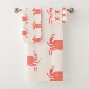 SimPle Crab Ocean Pattern Earthy Tone Bad Handdoek