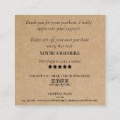 Simple Craft Dank u voor uw bestelling Uw logo Vierkante Visitekaartje (Achterkant)