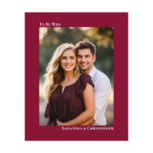 Simple Cranberry Red BUDGET Weduwfoto Uitnodigen
