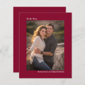 Simple Cranberry Red BUDGET Weduwfoto Uitnodigen (Voorkant / Achterkant)