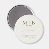 Simple Cream & Gold Monogram Wedding Save the Date Magneet (Voorkant / Achterkant)