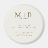 Simple Cream & Gold Monogram Wedding Save the Date Magneet (Voorkant)