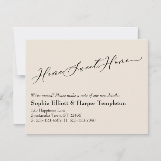 Simple Cream Home Sweet Home Nieuw adres Kaart Notitiekaartje (Voorkant)