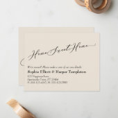 Simple Cream Home Sweet Home Nieuw adres Kaart Notitiekaartje (Voorkant / Achterkant in situ)