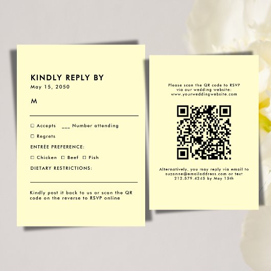 Simple Cream Meal Choice Wedding RSVP Card